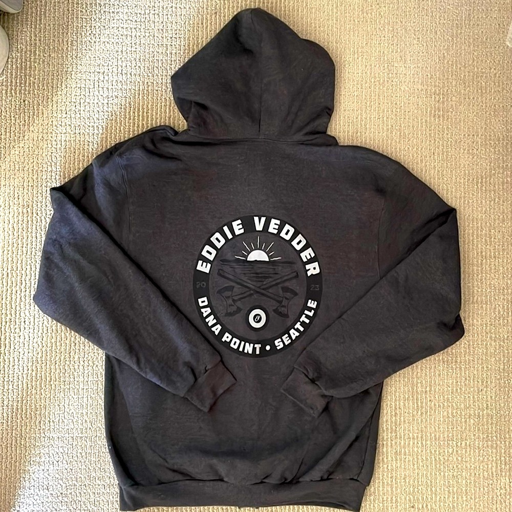 RARE NEW Nvr Worn Eddie Vedder Charity Show Hoodie w/ Dana Point/Seattle